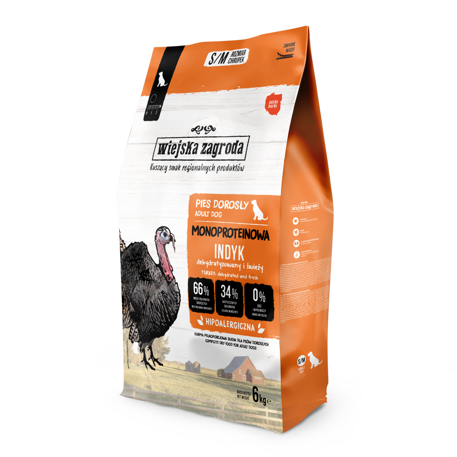 Wiejska Zagroda Monoproteinowa Indyk S/M Karma Sucha dla Psa 2 kg
