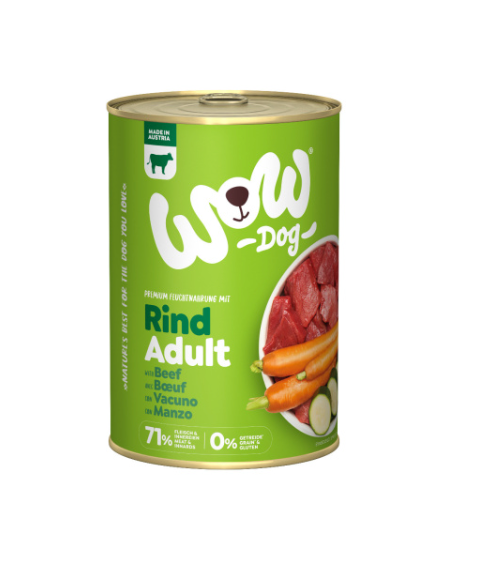 WOW Rind wołowina z marchewką i cukinią karma mokra dla psa 400g