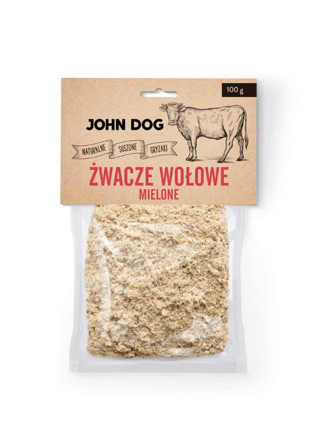 John Dog Żwacze wołowe mielone dla psa 100g naturalny topper
