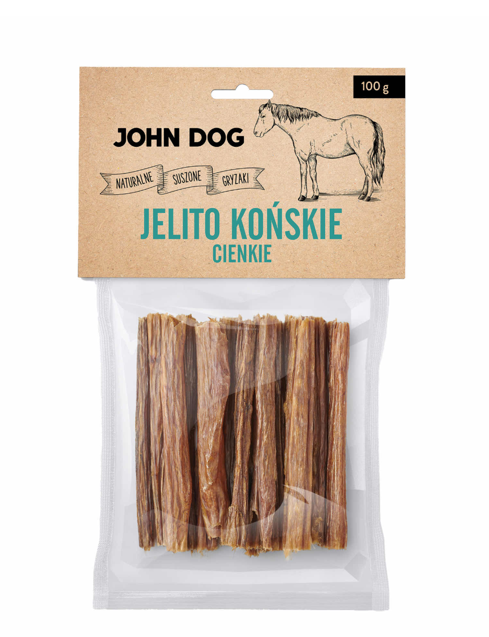 John Dog Jelito końskie cienkie dla psa naturalny gryzak 100g