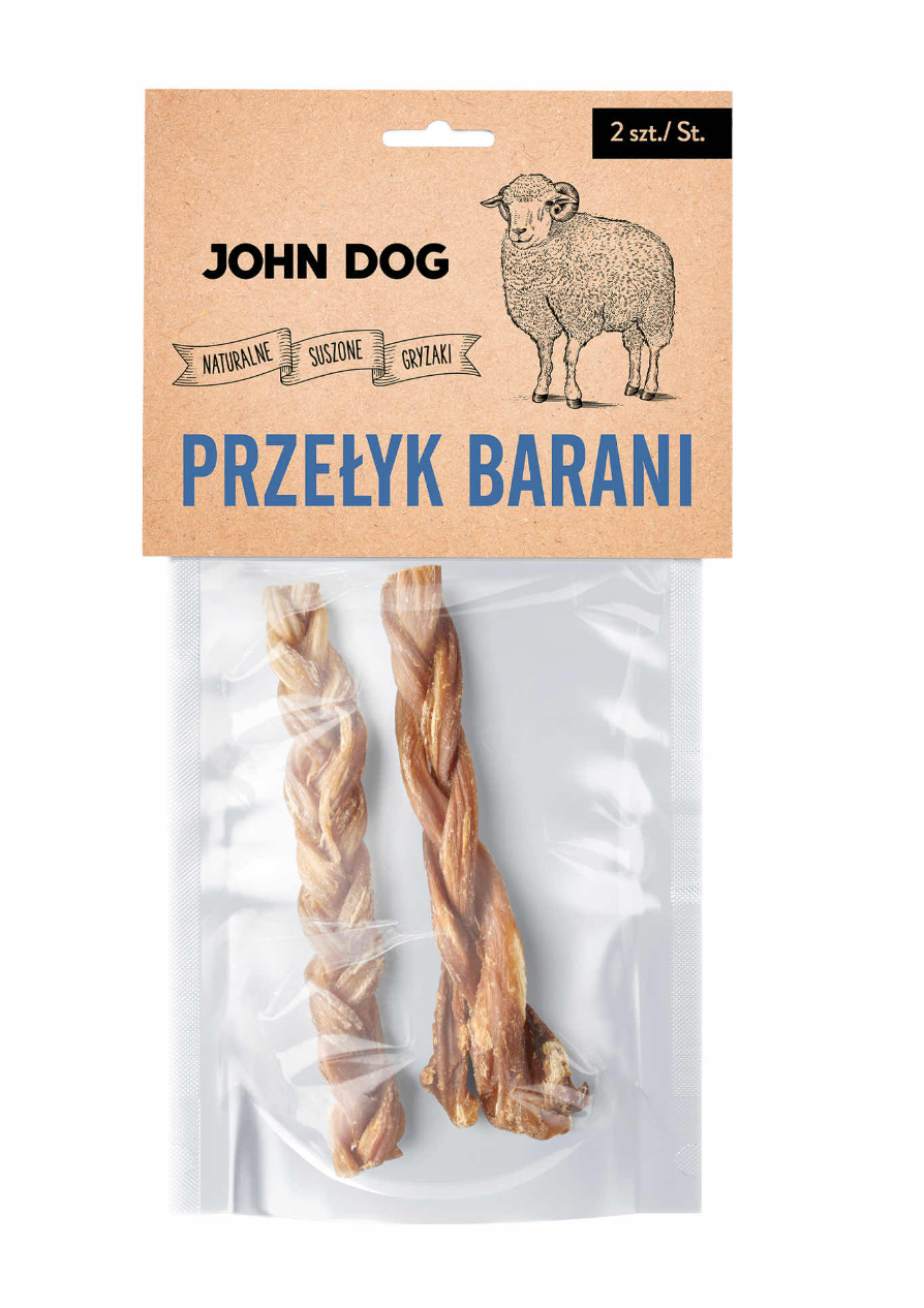 John Dog Przełyk barani pleciony dla psa naturalny gryzak 2 szt