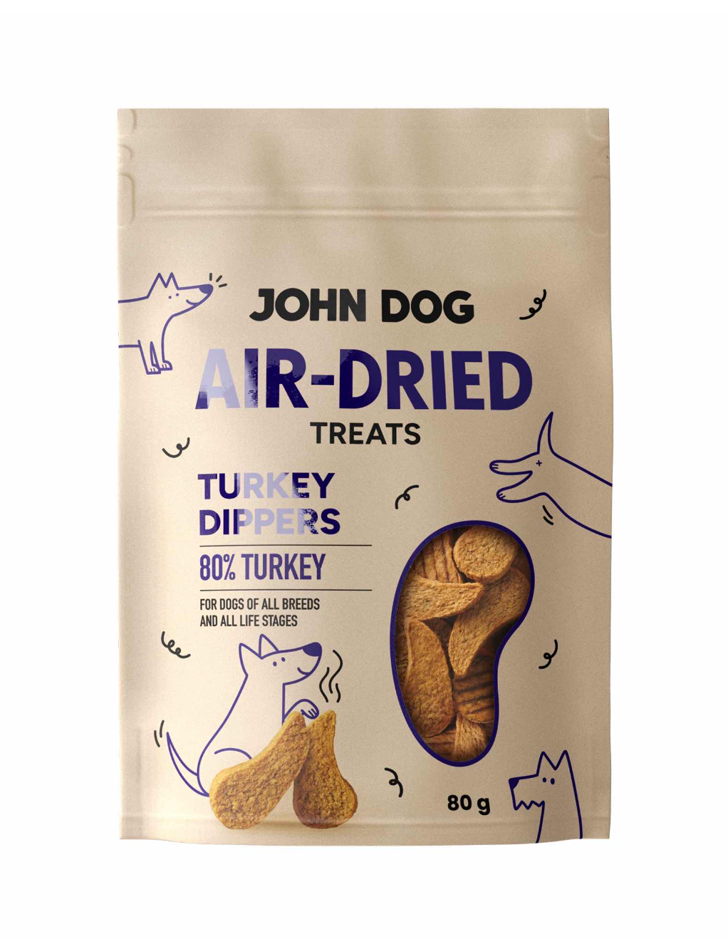 John Dog Air Dried Skrzydełka z Indyka 80g przysmak dla psa