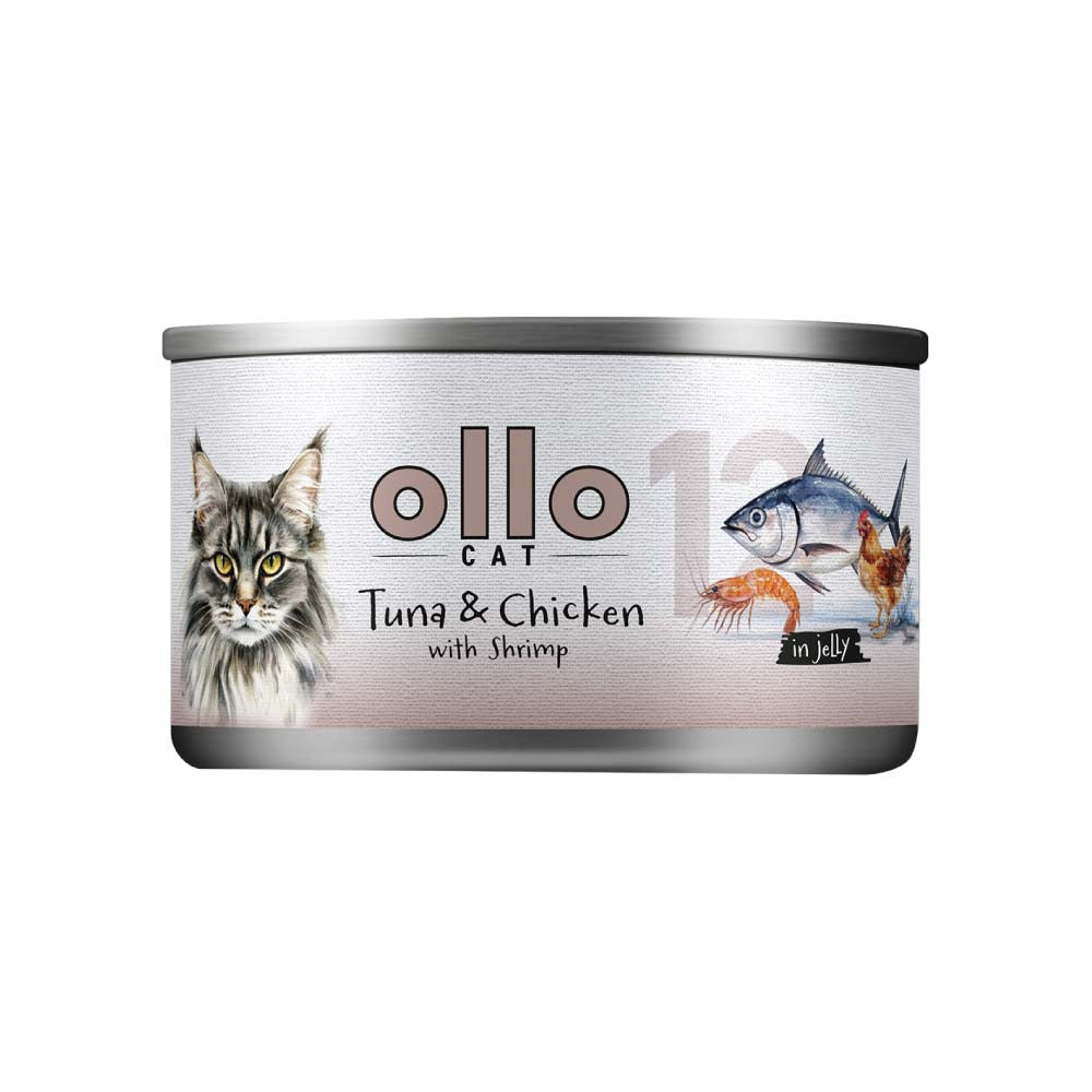 OLLO Cat Tuńczyk Kurczak Krewetki w galaretce karma dla kota 70g