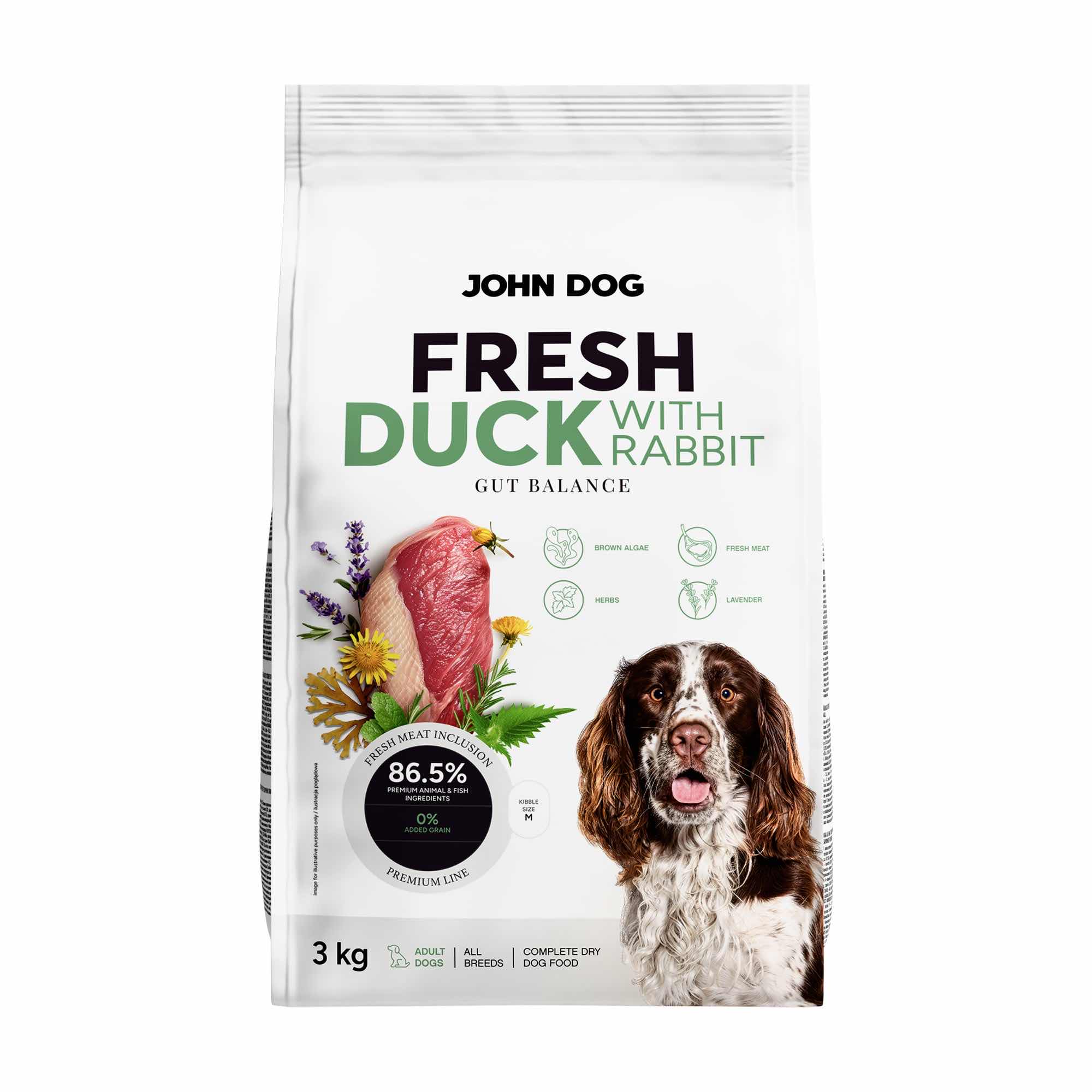 John Dog Fresh Kaczka z Królikiem Karma Sucha dla Dorosłych Psów