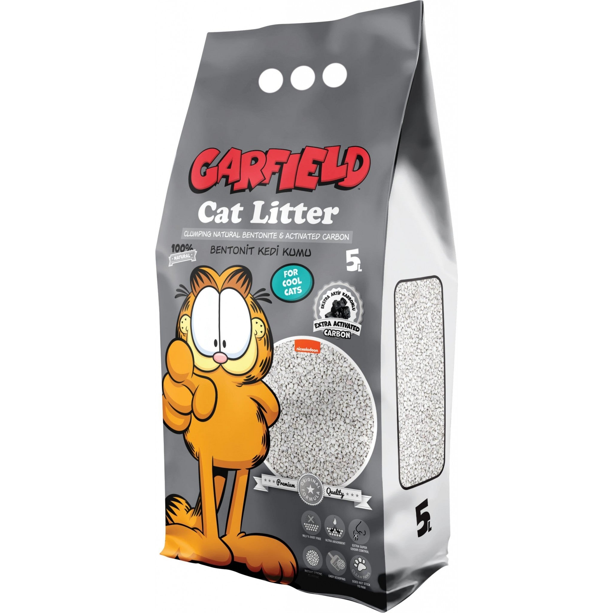Garfield żwirek bentonitowy z węglem aktywnym 5L