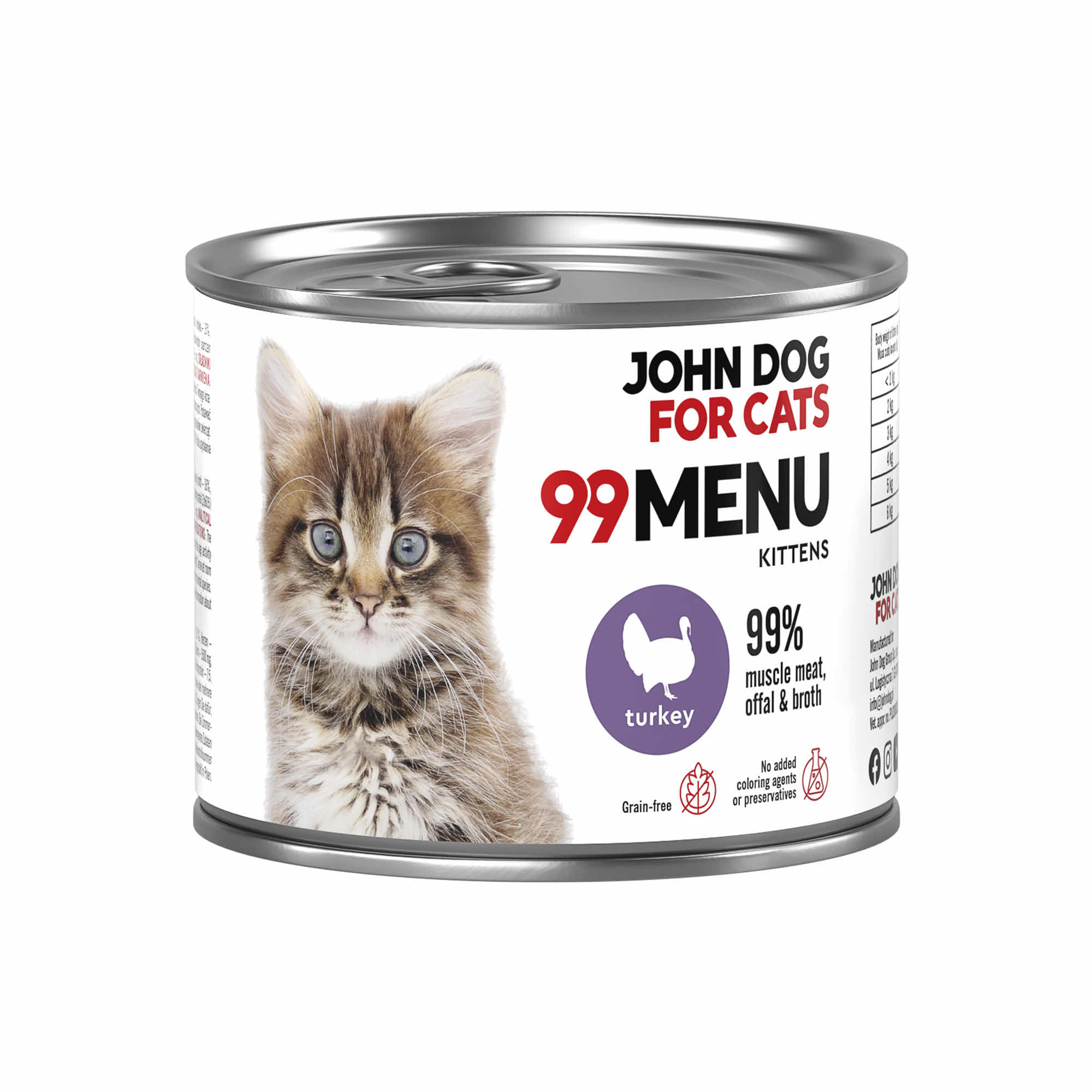 John Dog 99 Menu Kitten Indyk 200 g – karma mokra dla kociąt