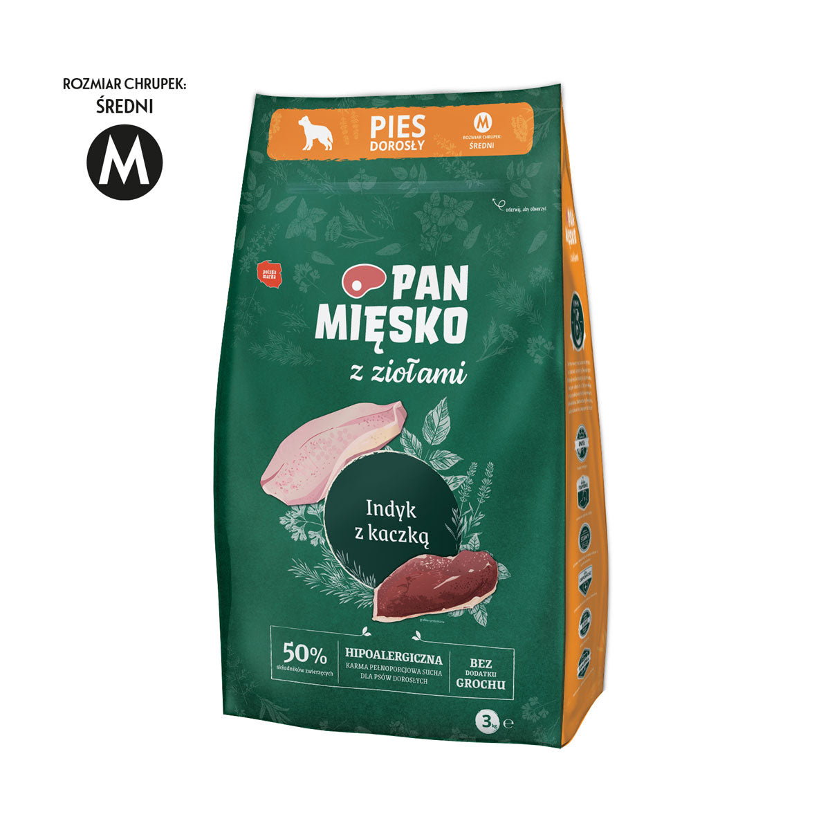 Pan Mięsko Indyk z Kaczką Karma Sucha dla Psa 3 kg