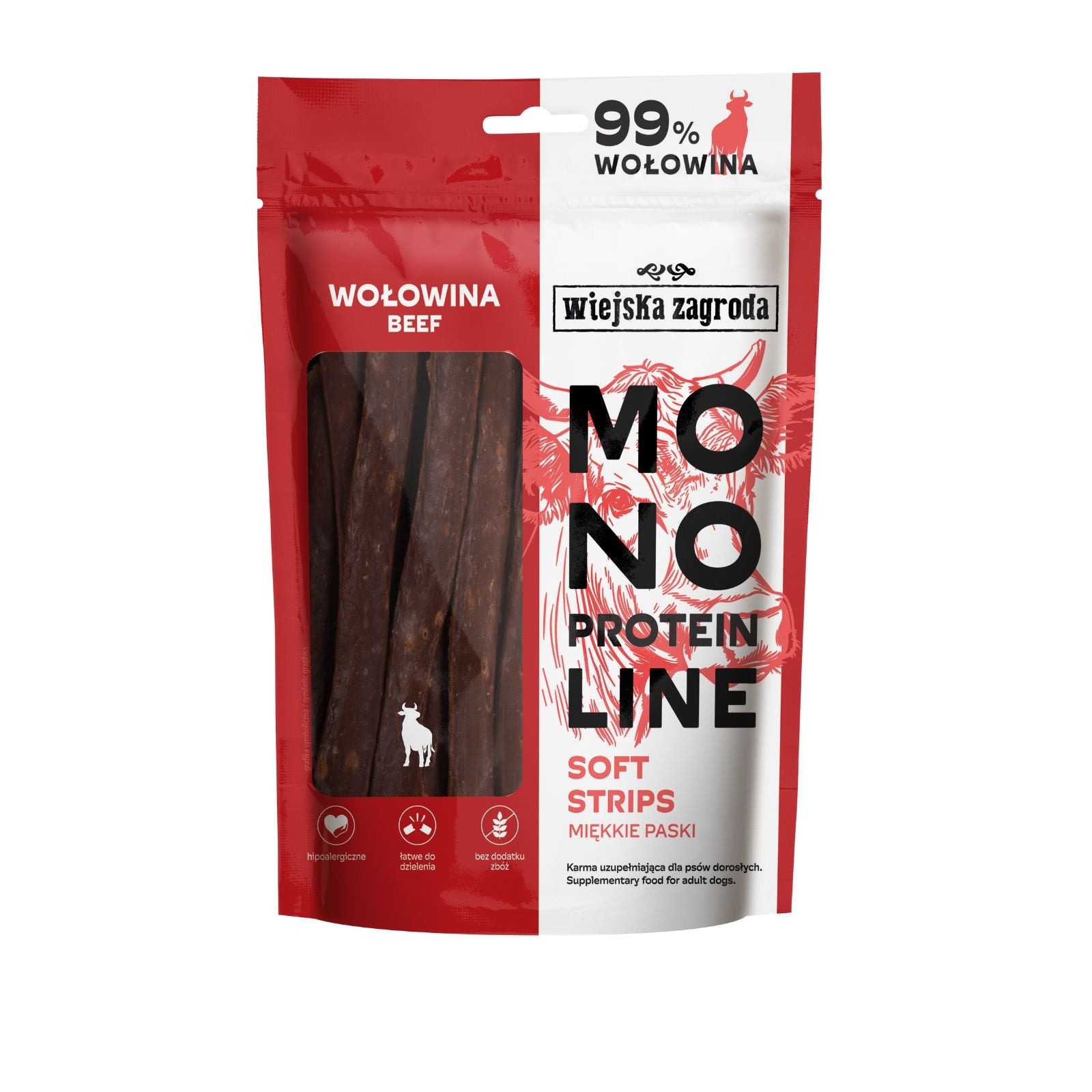 Wiejska Zagroda Monoproteinowe Paski Wołowina 100g przysmak dla psa