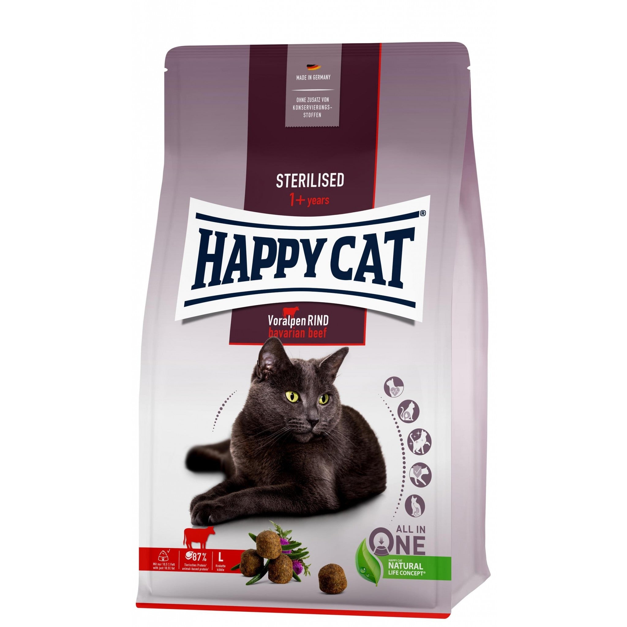Happy Cat Sterilised Bavarian Beef Karma dla Kota 1,3 kg